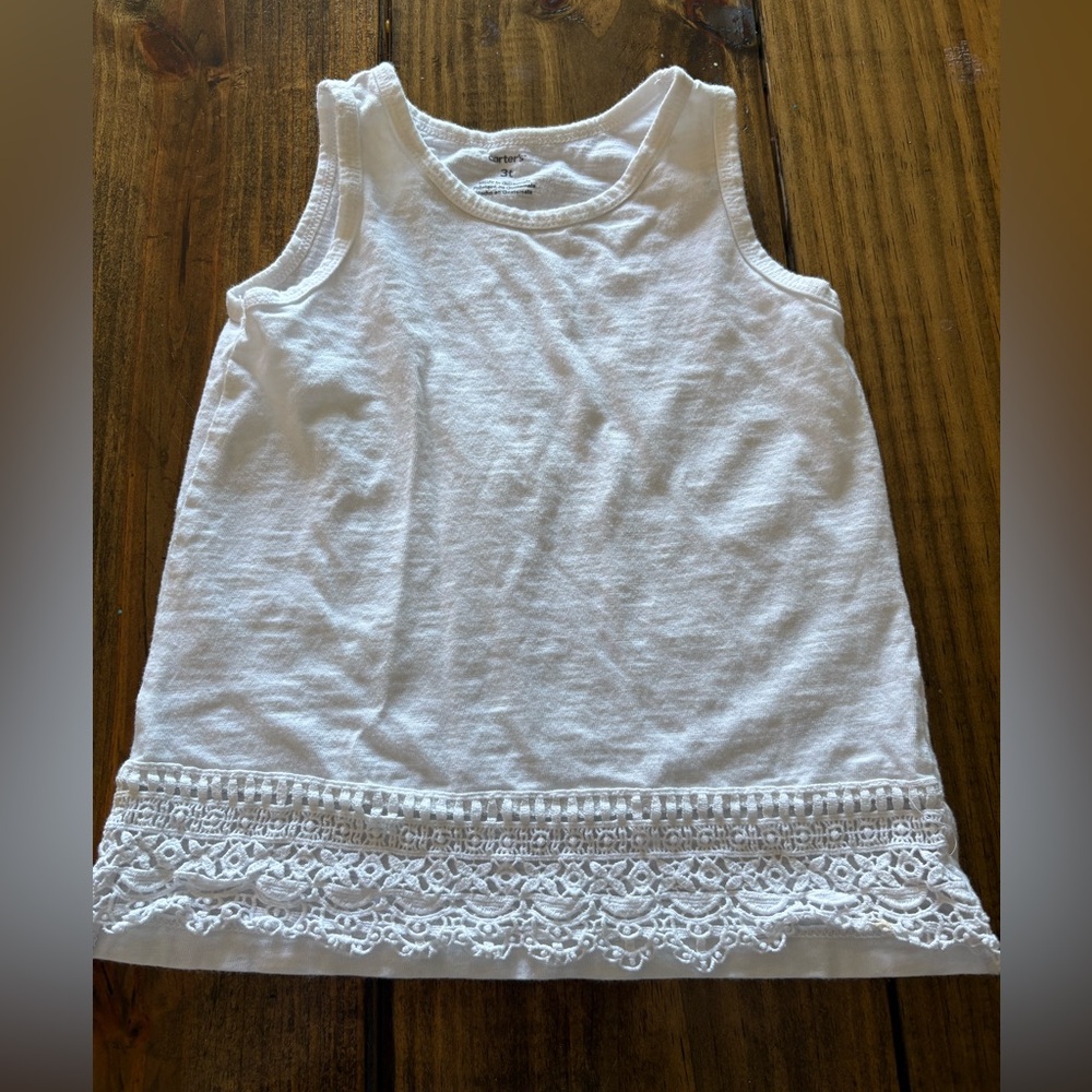 Carter's White Lace Trim Tank Top